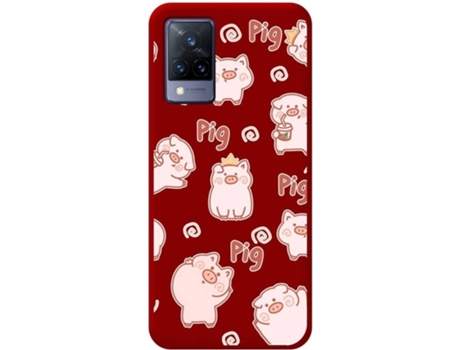 Carcasa Vivo V21 5G TUMUNDOSMARTPHONE Cerdos Rojo