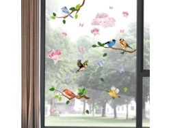 Rama de árbol, colibríes, pegatinas decorativas para ventanas RNEMITERY