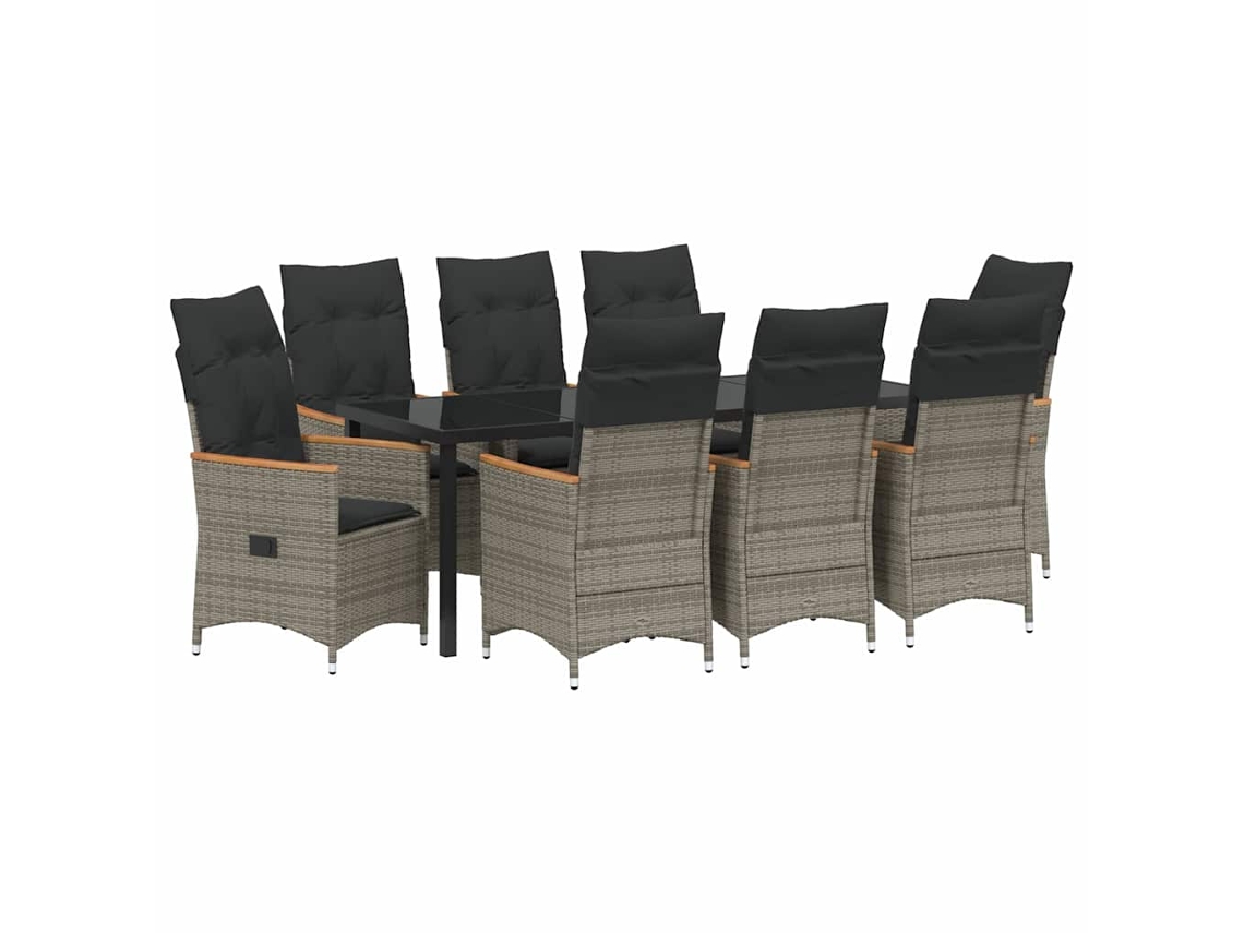 Maison Exclusive - Conjunto De Comedor De Jardín 9 Pcs Gris Ratán Sintético