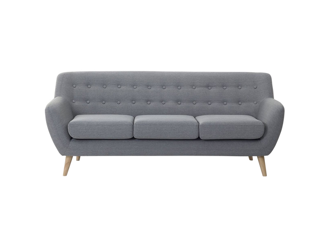 Sofá de 3 plazas BELIANI Motala de Poliéster Gris 182x83x76