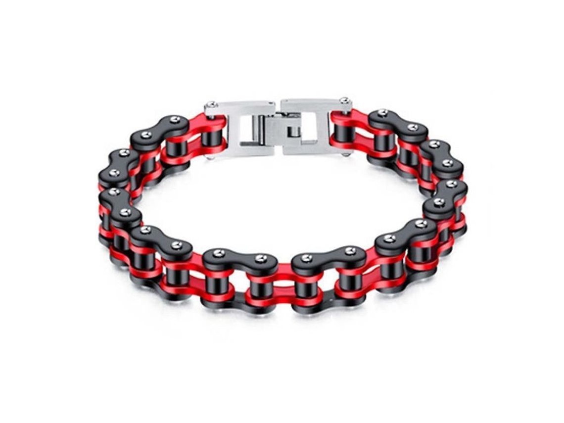 Pulsera Para Hombre De 11 Mm De Ancho, Acero Inoxidable, Cadena De Motocicleta Resistente, Eslabones De 22 Cm.