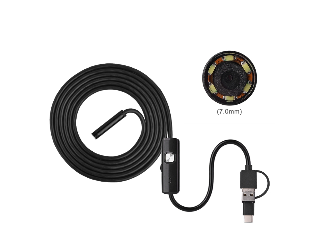 Cámara De Inspección Endoscopio Borescopio Android Usb De 7 Mm Impermeable Con 6 Led 3 En 1