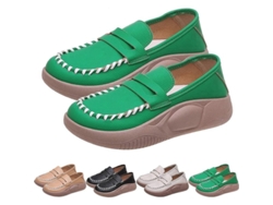 Zapatos De Cuero Puro Suaves Para Mujer, Zapatos Ortopédicos Antideslizantes Ligeros Y Cómodos Eu37verde Eu37 Verde