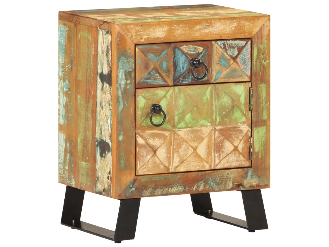 Mesita de Noche 40X30X50 Cm Madera Recuperada Maciza