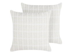 Juego de cojines decorativos BELIANI Douris de Poliéster Beige 45x45x12