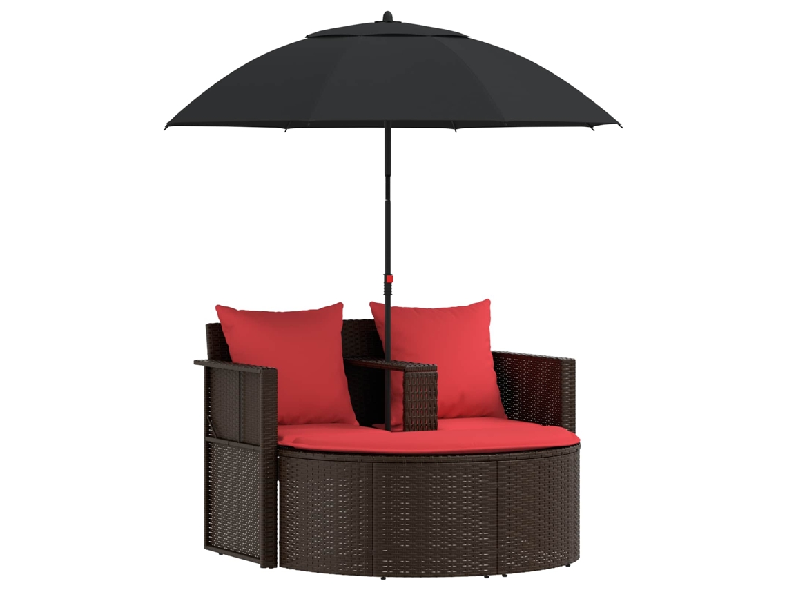 Maison Exclusive - Sofá De Jardín Marrón Y Rojo 168 X 168 X 180 Cm Ratán Sintético
