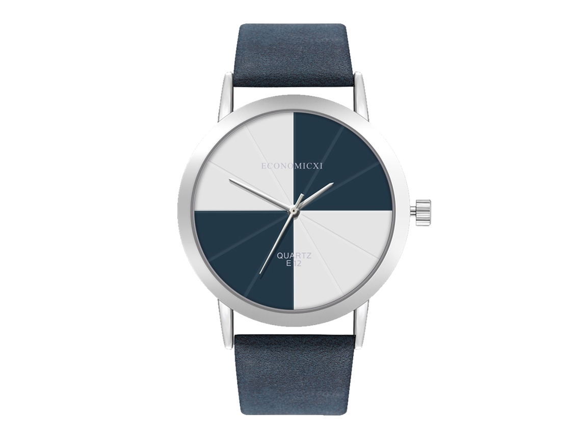 Reloj con correa de cuero para hombre y mujer con correa de PU informal (azul real)