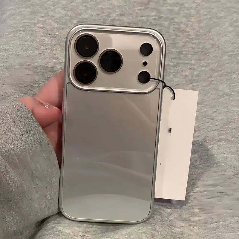 (plata Iphone 15 Pro Max) Funda Protectora Para Cámara De Iphone, Cubierta Trasera Rígida A Prueba De Golpes Con Cristal Templado.
