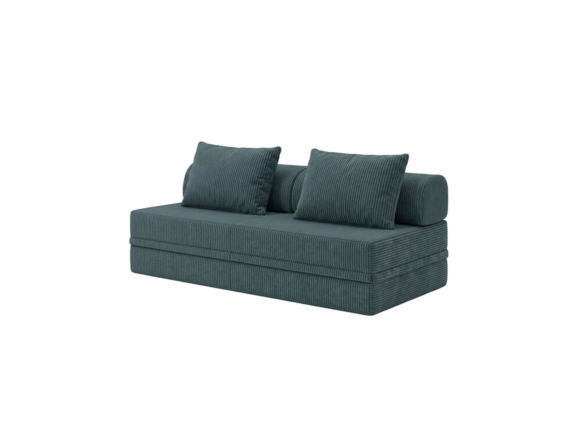 Sofá Modular 3 Lugares Convertible Veludo Regular Azul Escuro