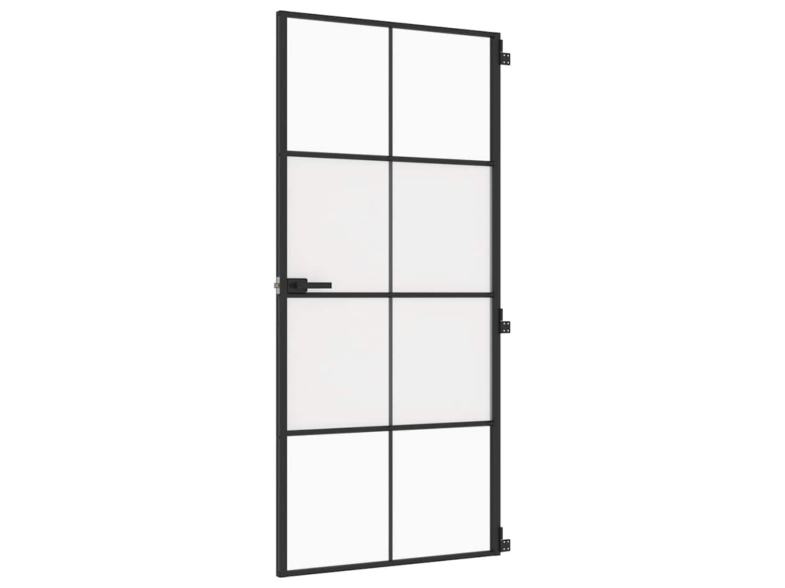 Puerta interior VIDA XL delgada negra vidrio y aluminio (93x201,5 cm)