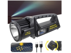Linterna Yunzii de 1 millón de lúmenes, 9 modos, LED, recargable, solar, IPX6, resistente al agua, color negro
