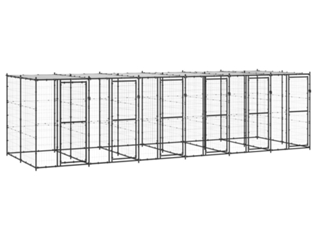 vidaXL Perrera de exterior de acero con techo 14,52 m²