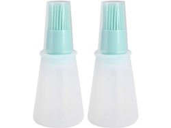 Juego de 2 botellas de aceite de silicona Rebe con cepillo y tapa resistente al calor para cocina (verde)