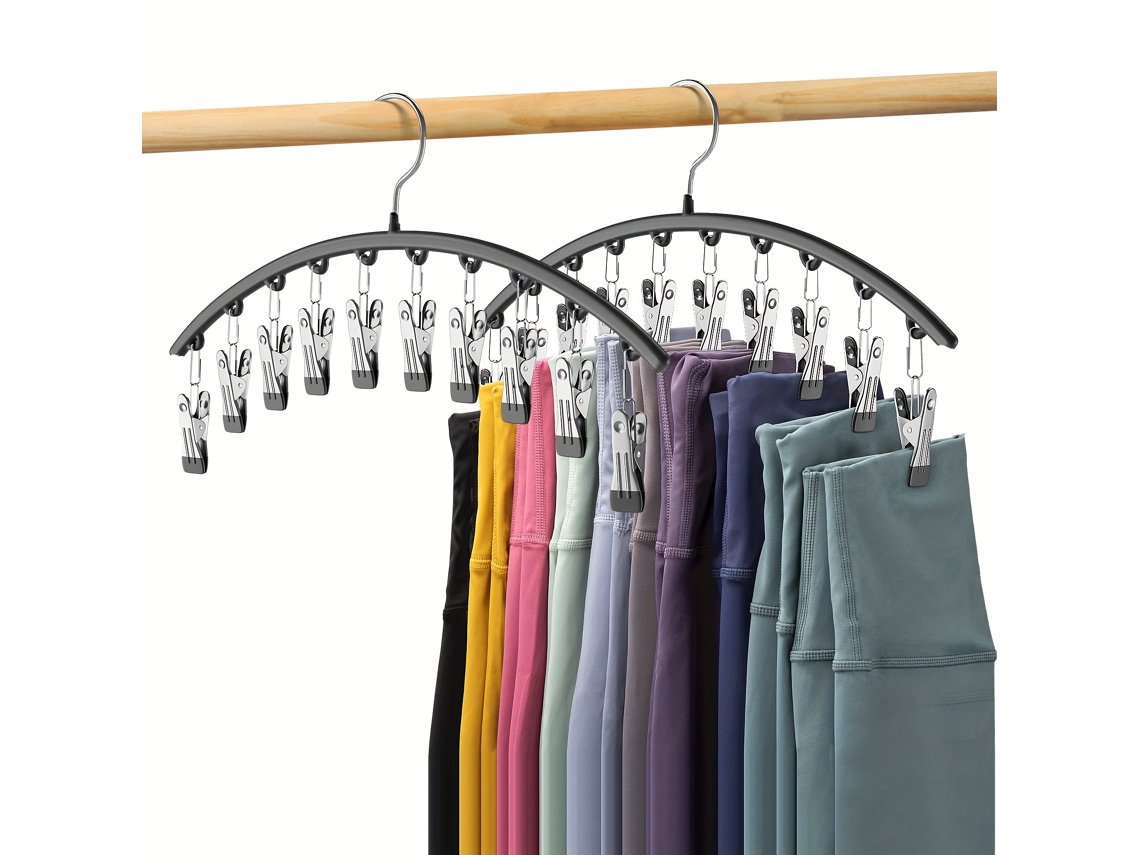Perchero curvo con 10 pinzas metálicas para ropa y 10 pegatinas para leggings. MDUG (2 piezas)