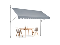 Toldo retráctil para balcón, 350 x 120 cm, gris, con manivela, protección UV80 y ajuste de altura, Tekmaquinas
