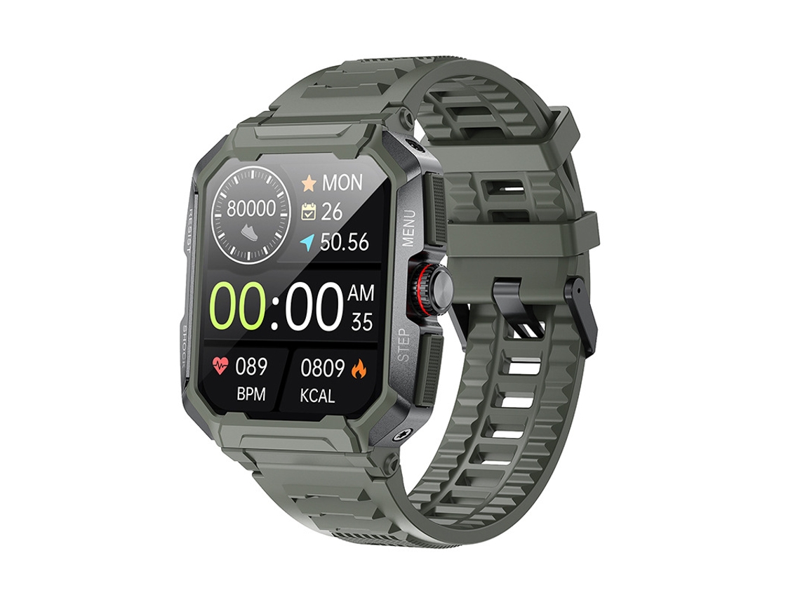 Smartwatch YIZHOOD AK47 1.85 inch Llamada Bluetooth IP68 Impermeable Monitor de Salud 100+ Modos Deportivos 400mAh (Android e IOS - Verde)