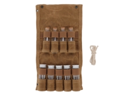 Bolsa de lona para condimentos con sello de cera, 9 botellas de vidrio para acampar