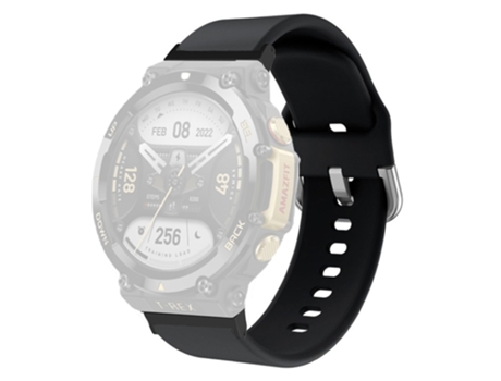 Correa de Silicona ajustable con hebilla cuadrada para Huami Amazfit T-Rex 2 - negro