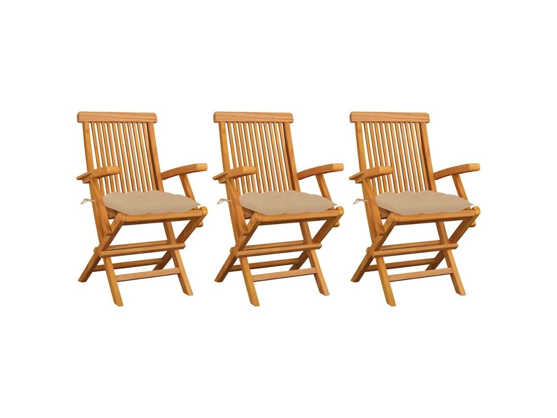 Sillas de jardín de 3 piezas DKD Home Decor con cojines beige