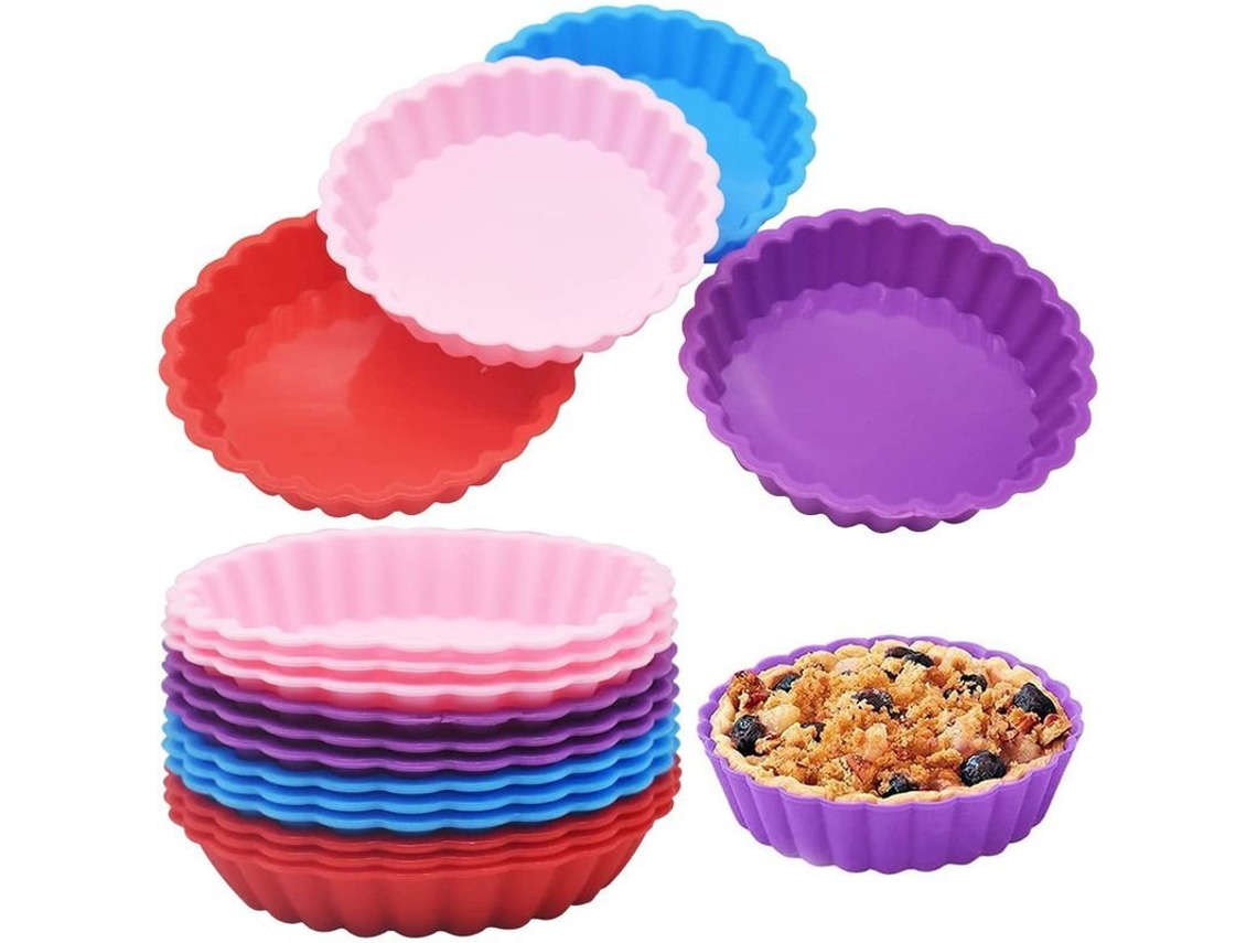 Moldes De Silicona Para Pasteles, 12 Piezas, Redondos Antiadherentes Para Pasteles, Tartas Y Postres.