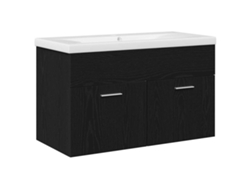 Armario de baño con puerta, roble negro, 80 x 38,5 x 46 cm