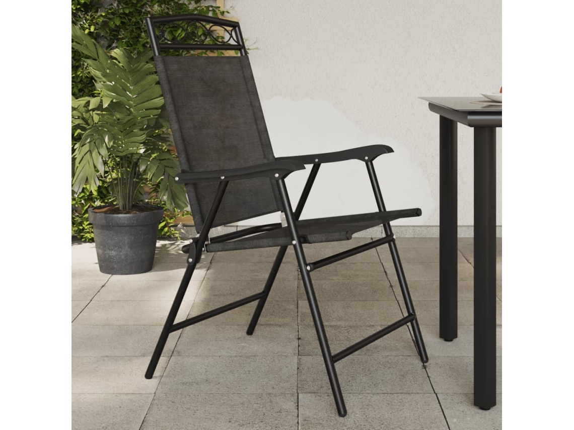 Sillas de jardín plegables DKD Home Decor de 2 piezas, acero/textil, gris mixto