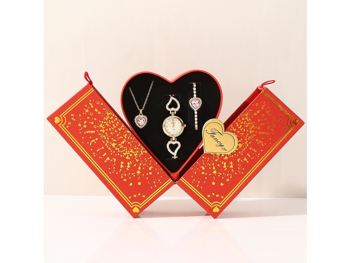 Set de regalo para mujer con reloj de pulsera de malla y caja naranja SPQMENT