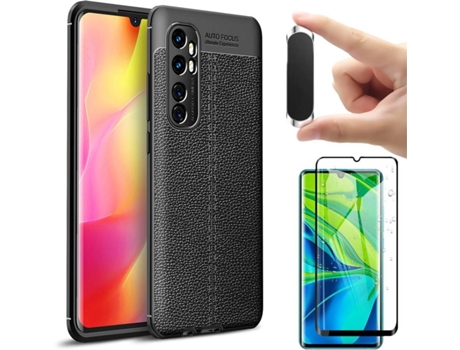 Carcasa, Protector y Soporte Xiaomi Mi Note 10 Lite Rugged Leather Negro