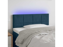 Cabecero de cama | Panel de cama con luces LED Terciopelo 100x5x78/88cm Azul Oscuro