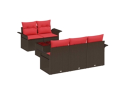 Maison Exclusive - Conjunto De Sofá De Jardín 6 Pcs Beige Y Rojo Ratán Sintético
