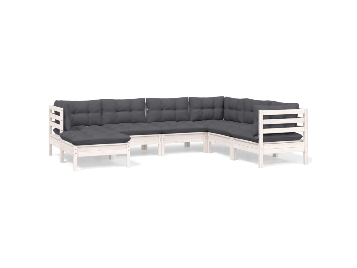 Maison Exclusive - Muebles De Jardín 8 Pzas Con Cojines Blanco Madera De Pino
