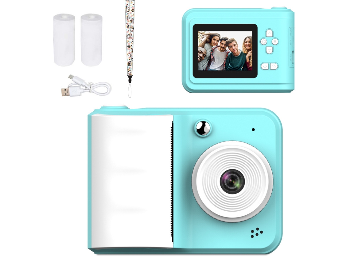 Cámara De Impresión Instantánea Para Niños, Pantalla De 2,4 Pulgadas Y 1080p, Con 2 Rollos De Papel, Azul Digitallab