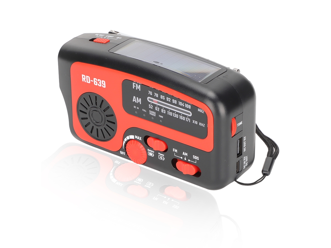 Radio De Manivela Sos Alarma Multi Carga 1200mah Power Bank Am Fm Emergencia Solar Radio Meteorológica Con Linterna Led