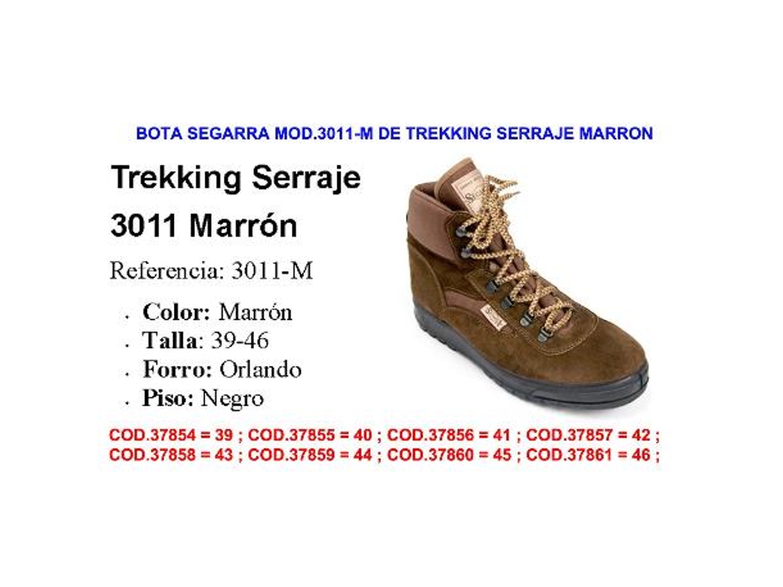 Bota segarra mod.3011-m de trekking serraje marron talla 39