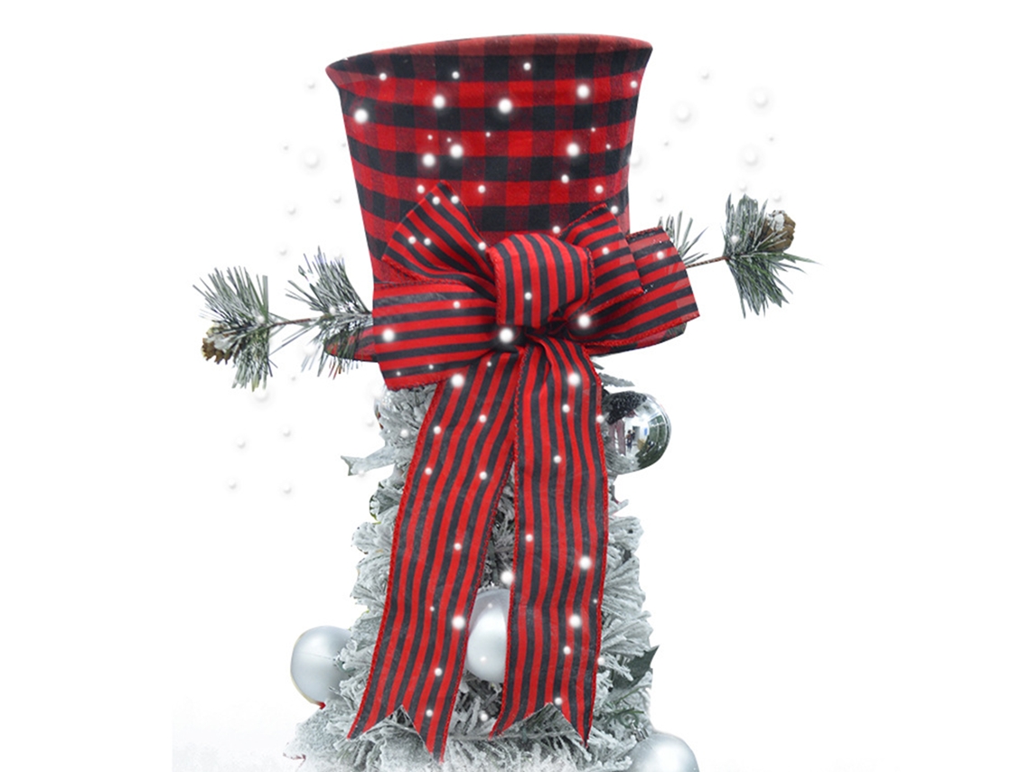 Gorro navideño con lazo a rayas rojas y negras