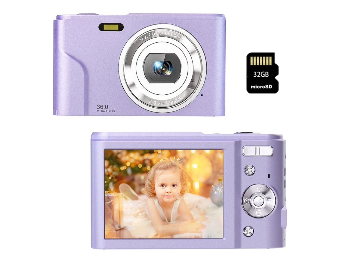Câmera Compacta Digital SZSMART  Dc311Af 48Mp Hd Resolução 2 4 Polegadas Tela + 32Gb Lilás