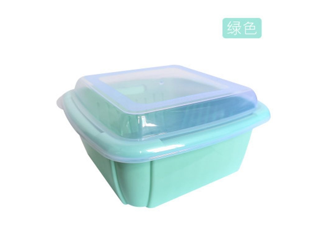 Omni-cesta De Drenaje De Doble Capa Con Tapa Para Frutas Y Verduras, Colador Multifuncional Para Cocina, Caja De Conservación Verde