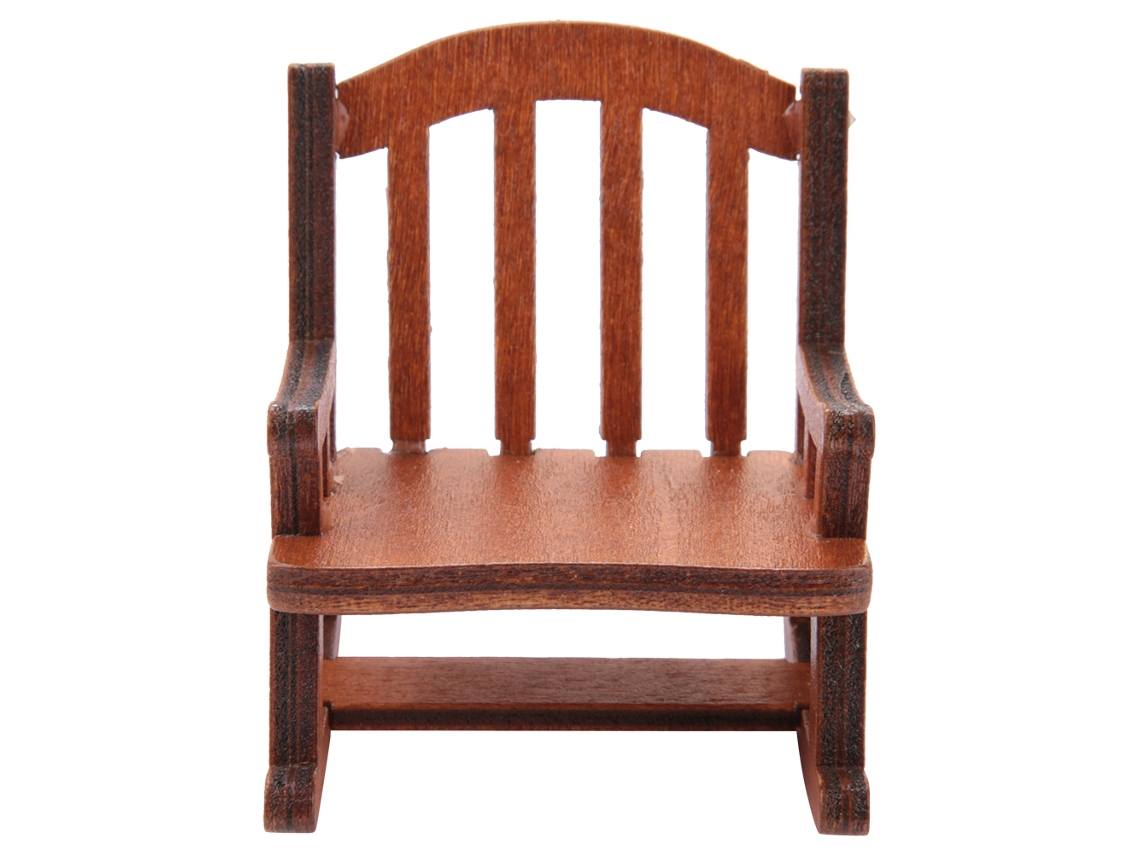 Silla Mecedora De Madera En Miniatura A Escala 1:12 Para Decoración De Casas De Muñecas.