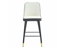 Juego De 2 Taburetes De Bar 100 Cm - Pu Cuero, Base Metálica Negra, Reposapiés Cómodo - Gris Oscuro, Blanco+plata