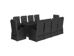 Maison Exclusive - Set De Comedor Jardín 11 Pzas Con Cojines Ratán Sintético Negro