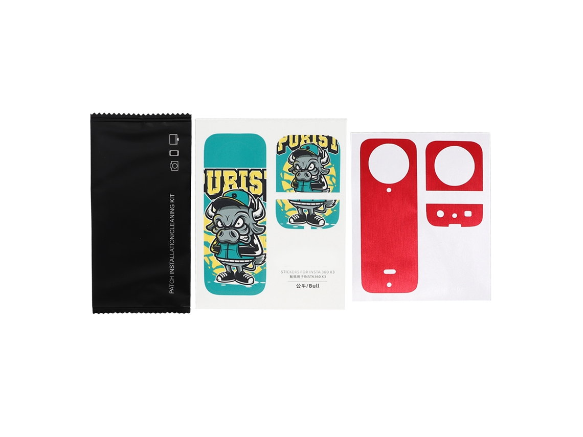 Stickers De Pvc Con Patrón Animado Para Cámara Panorámica Insta360 X3, Película Protectora Anti-rasguños, Rojo Cepillado