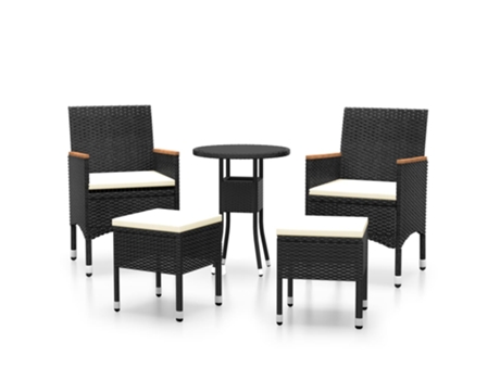 Conjunto 5 de muebles de jardín VIDAXL ratán sintético negro