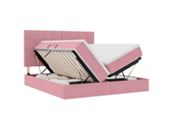 Maison Exclusive - Cama De Almacenamiento Led Con Colchón Rosa 180 X 200 Cm