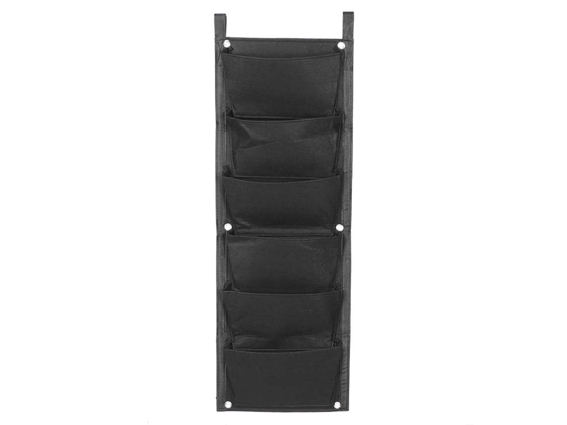 Bolsas de cultivo verticales con 6 bolsillos para jardín exterior - Negro