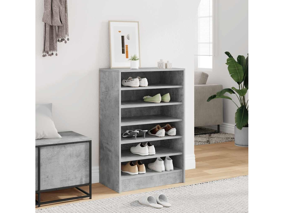 Mueble Zapatero | Armario Zapatero Madera Contrachapada Gris Hormigón 60x35x92 Cm