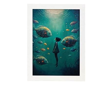 NACNIC Poster Amigos Acuáticos En Estilo Surrealismo Cinematográfico Ilustraciones Y Grabados De Historieta Abstracta Y Artística A3 Marcos Blancos