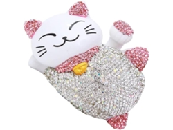 Figura de Maneki alimentada por energía solar, diamantes de imitación, hecha de ABS, movimiento automático, vibración debido al diseño, ideal para la decoración de GOKOCO.
