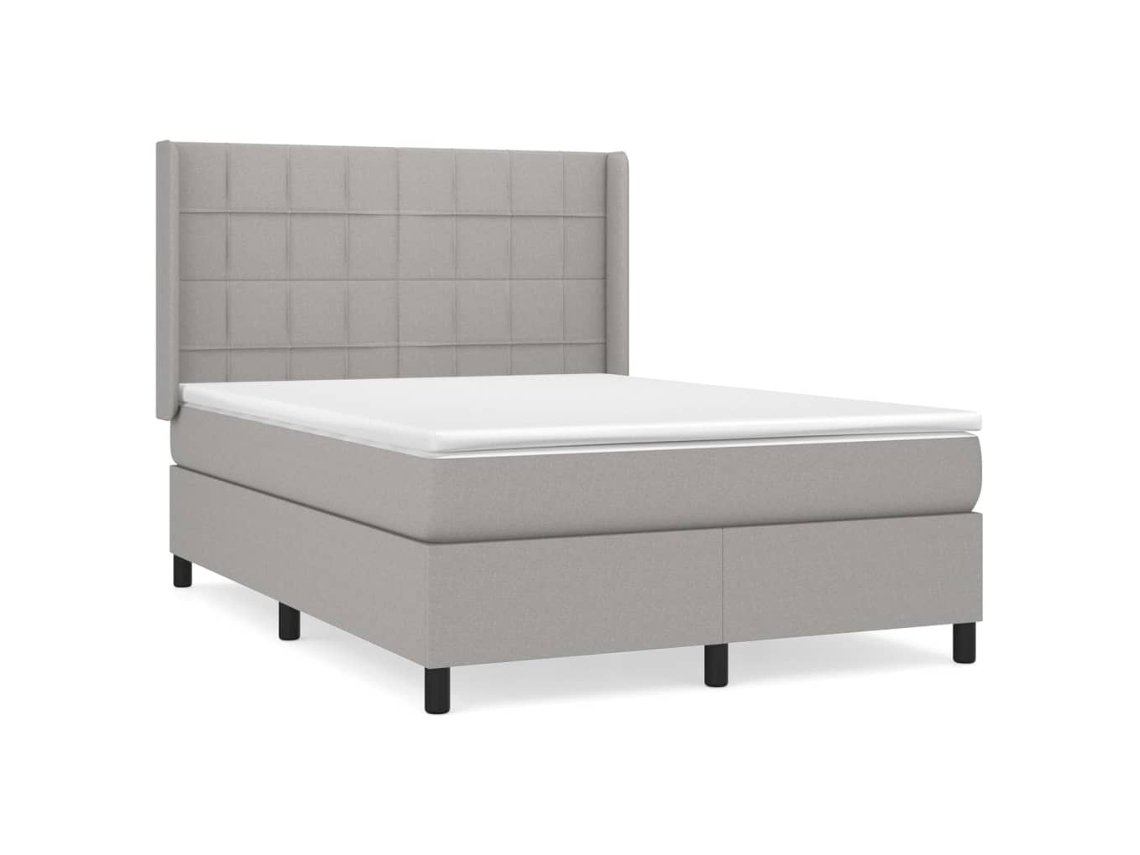 Maison Exclusive - Cama Box Spring Con Colchón Tela Gris Claro 140x190 Cm