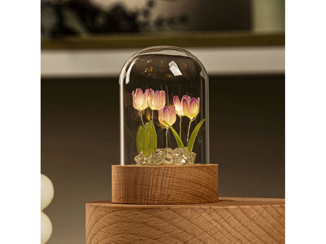 2026-lámpara De Noche De Tulipe Led Lateral Luz Ambiental Decorativa Ornamental Púrpura