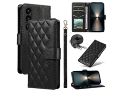 25-26 Compatible For Sony Xperia 1 Vii Wallet Case Rhombus Leather Phone Cover With Strap